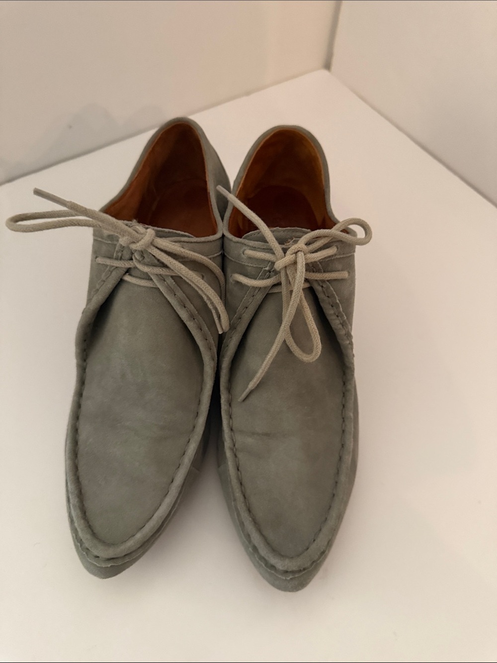 Grey Suede Lace-Up Casual Dress Shoes